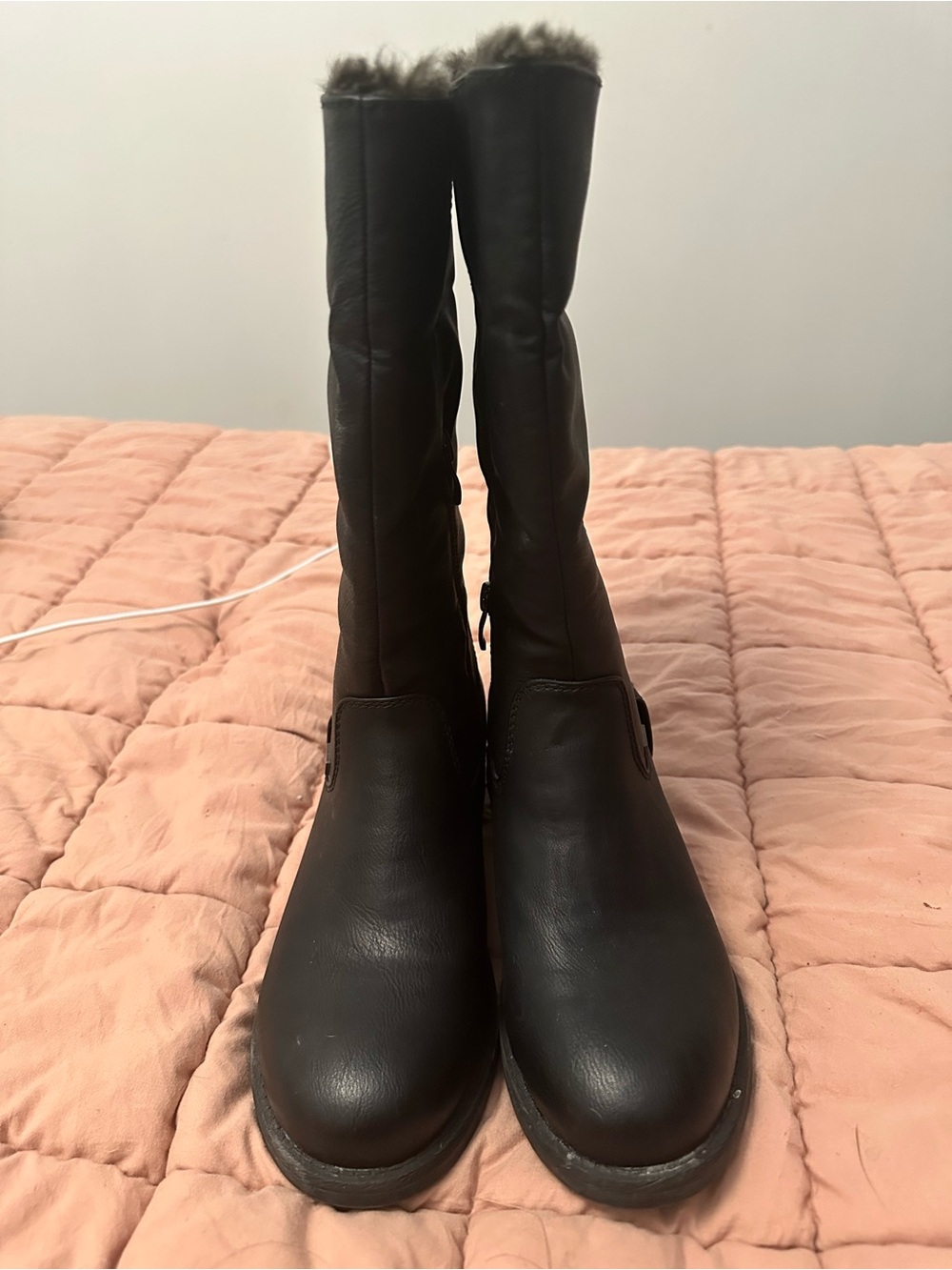Rieker Black Mid-Calf Winter Boots with Fur Trim - Picture 2 of 5